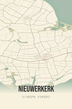 Vintage landkaart van Nieuwerkerk (Zeeland) van Rezona