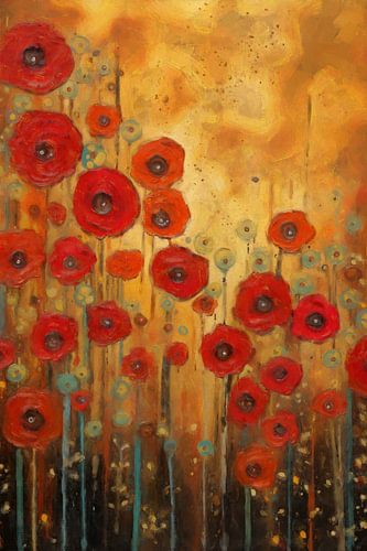 Rode Bloemen in de Ochtendgloed