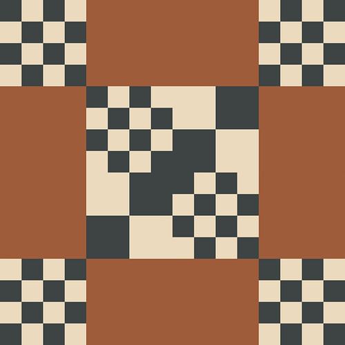 Geometrisch Ruitpatroon Kunst Abstractie Terracotta Beige Zwart