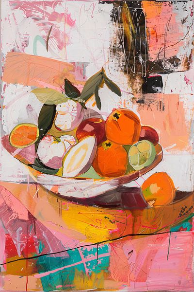 Kleurrijk abstract stilleven met fruit van Art & Soul Creations