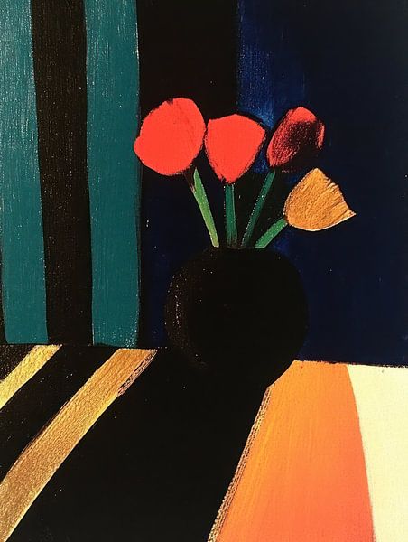 Vase artistique avec fleurs par Franka Poulain