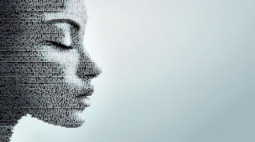 Het futuristische digitale gezicht van AI