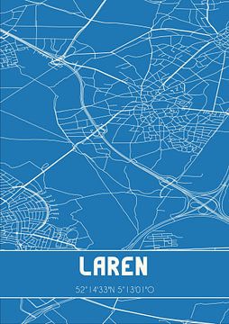 Blauwdruk | Landkaart | Laren (Noord-Holland) van Rezona