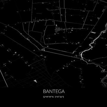 Schwarz-weiße Karte von Bantega, Fryslan. von Rezona