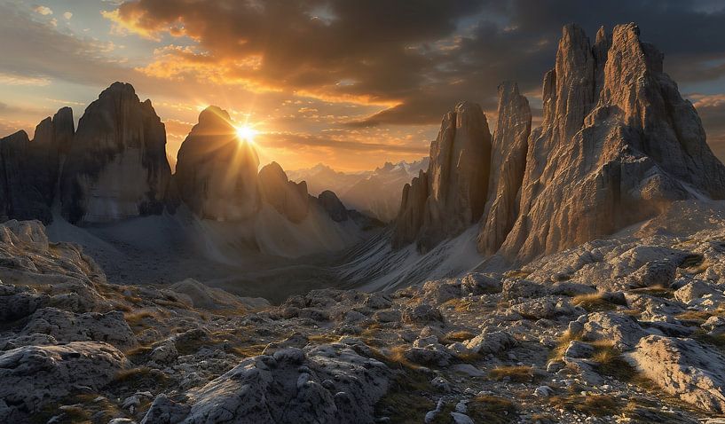 Bergidylle vroeg in de ochtend van fernlichtsicht