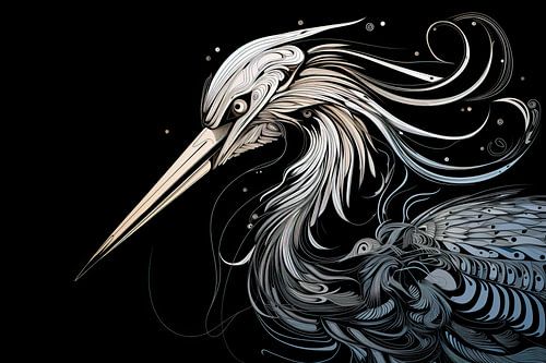 Peinture abstraite oiseau