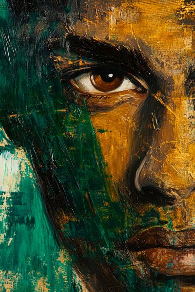 Intensiver Blick – Farbenfrohe Portraitmalerei von Poster Art Shop