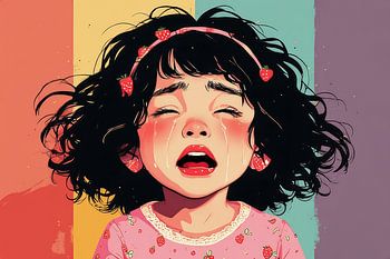 Raw Emotion — Modern Decorative Crying Child Portrait