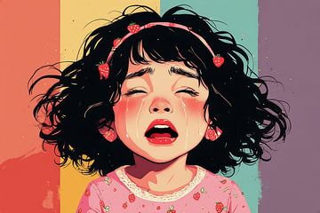 Raw Emotion — Modern Decorative Crying Child Portrait by ForKey