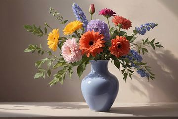 Vase mit Blumen von De Muurdecoratie