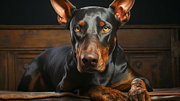 Portrait of a black Doberman by Animaflora PicsStock