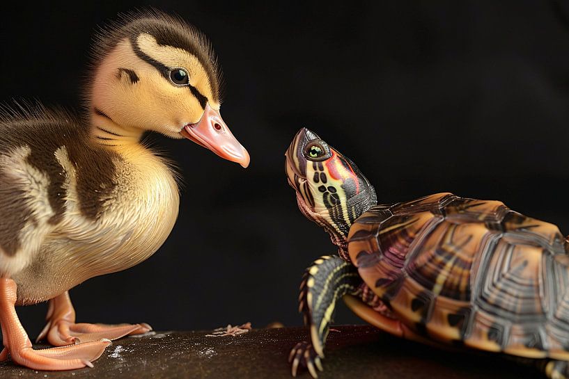 Tortoise and duck: unlikely friendship by Art & Soul Creations