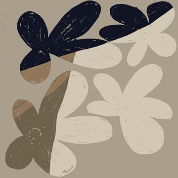 Abstract minimalistisch botanisch. Bloemen in neutrale kleuren nr. 1 van Dina Dankers