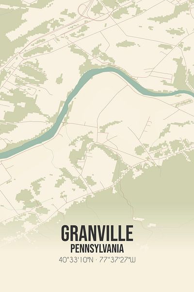 Vintage map of Granville (Pennsylvania), USA. by Prints of Place