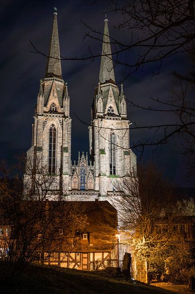 At night at the Elisabeth Church by Jürgen Schmittdiel Photography
