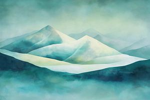 Paysage de montagne en bleu