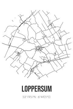 Loppersum (Groningen) | Map | Black and white by Rezona