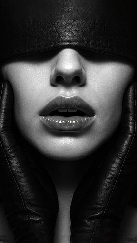 Powerful black-and-white photo with leather details - bold art photography full of excitement