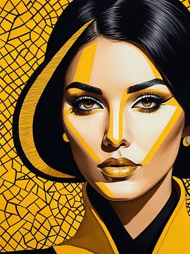 Pop Art Vrouwenportret Abstract Geometrische Kunst