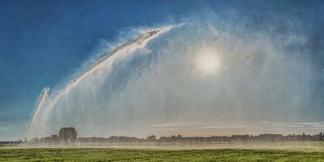 Beregenen van een landbouwveld in Gaasterland van Harrie Muis