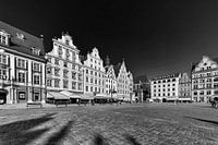 view of a square with medieval houses in Cracow