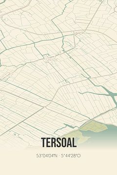Vintage landkaart van Tersoal (Fryslan) van Rezona