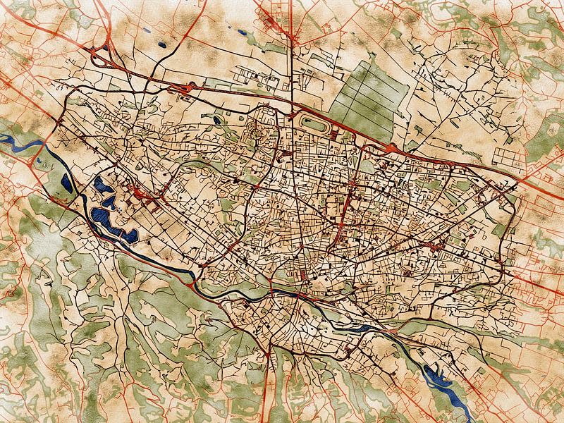 Map of Pau with the style 'Serene Summer' by Maporia
