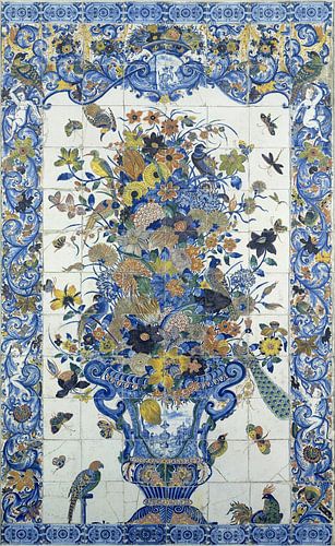 Tegeltableau met bloemstilleven