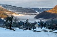 Vroege winterochtend in het Massif des Bauges
