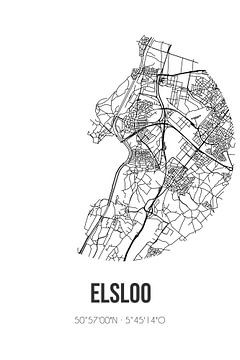 Elsloo (Limburg) | Landkaart | Zwart-wit van MijnStadsPoster