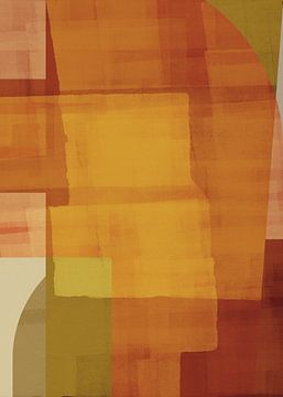 Moderne abstracte vormen in oker, terra, mosterd en bruin. van Dina Dankers
