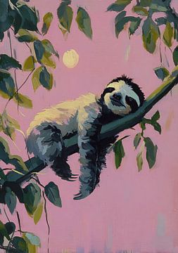 Paresseux sous un ciel rose sur Niklas Maximilian