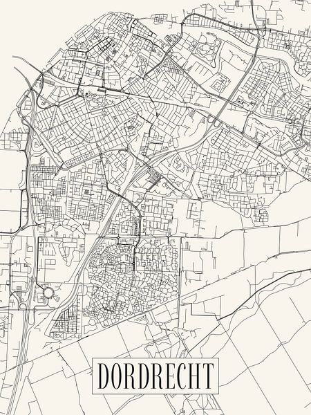 Stadskaart Dordrecht - Stad - Lichte variant - Plattegrond van Locus Studio