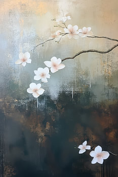 Blossom botanical Japandi style artwork