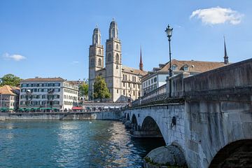 Zurich - Cathedral Bridge and Grossmünster Church by t.ART