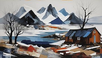 Lofotenlandschap, collage van Nick Wendt