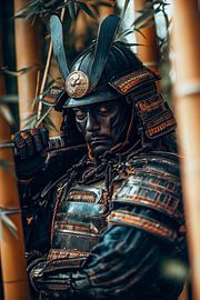 Samurai between bamboo - Dramatic by Poster Art Shop