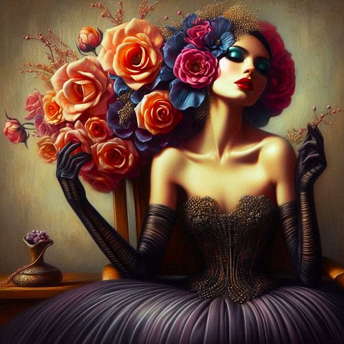 Femme avec des fleurs