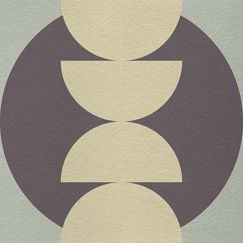 Abstracte geometrische moderne kunst in geel, bruin en groen.