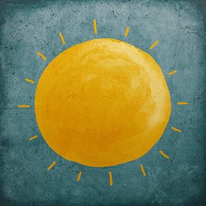 Yellow Sun On Turquoise Grunge Texture