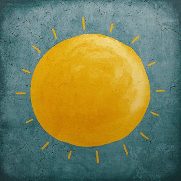 Gele zon op turquoise grunge textuur van Western Exposure