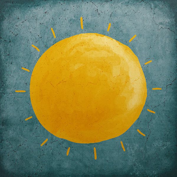 Yellow Sun On Turquoise Grunge Texture by Western Exposure