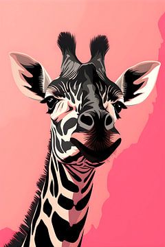 Giraffe in roze van Uncoloredx12