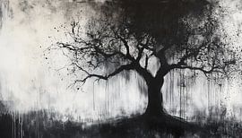 Gloomy tree black-and-white panorama by TheXclusive Art