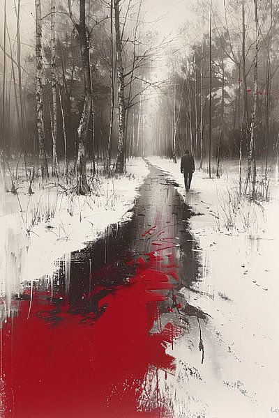 Lonely figure in a blood-stained forest by Art & Soul Creations
