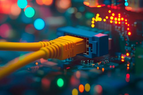 Netwerkkabel in een digitale omgeving