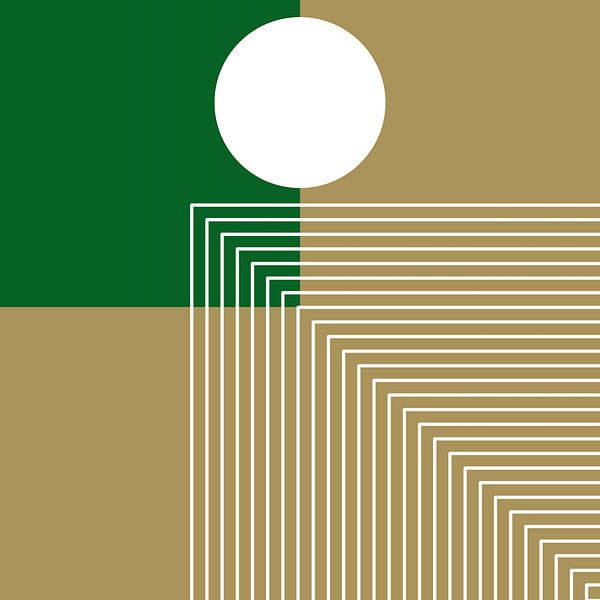 Retro Geometrie Abstrakt auf Ockergelb von FRESH Fine Art