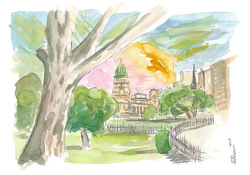 Buenos Aires Entspannen im Park mit Blick auf den Kongress