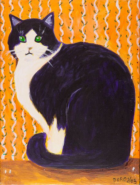 schwarz-weiße Katze mit Namen Minka van Dorothea Linke