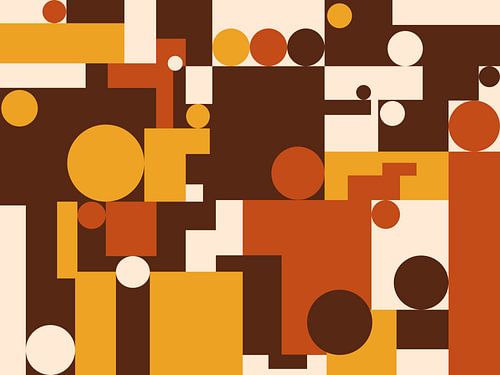 Bauhaus Vintage Fusion – Modern Abstract Kunstwerk in Retro Kleuren